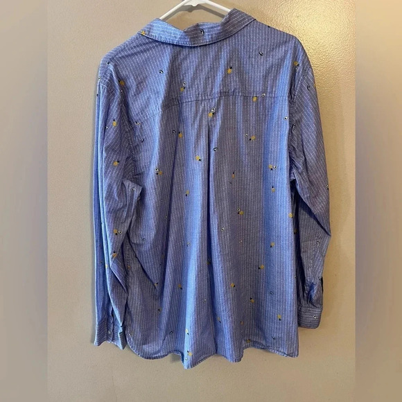 Old Navy Button Down Shirt Classic Blue Avocado‎ Pineapple Graphic XXL Fruit - Picture 3 of 6